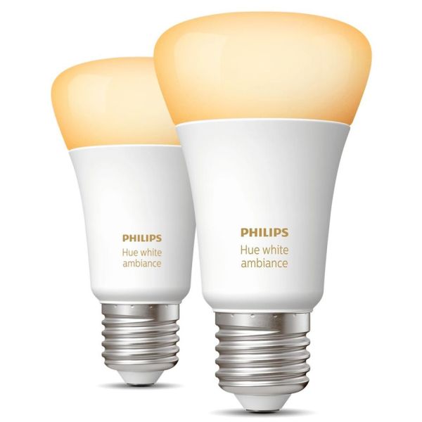 LED-lampa Philips Hue White Ambiance 8.5W, E27, 2-pack 