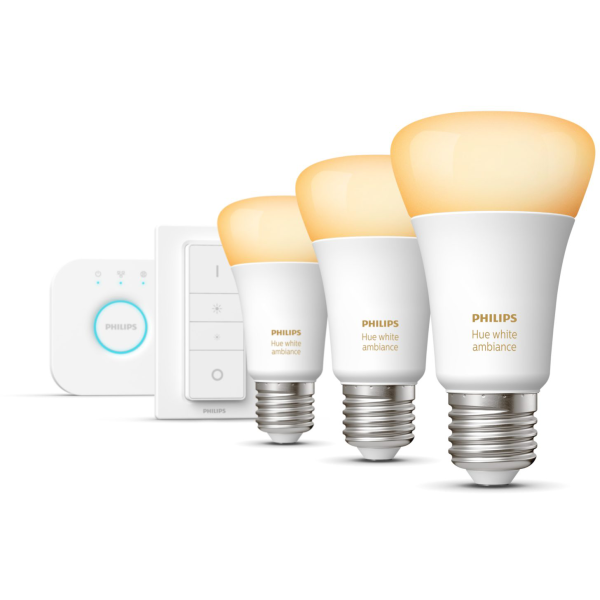 Startpaket Philips Hue White Ambiance för smart belysning, 3 x 8.5W 