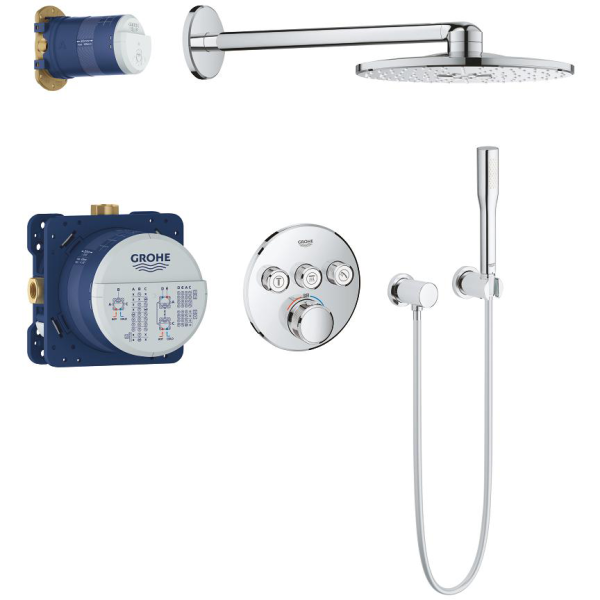 Brusesystem Grohe Grohtherm SmartControl med Rainshower smartactive 310 Rund hovedbruser