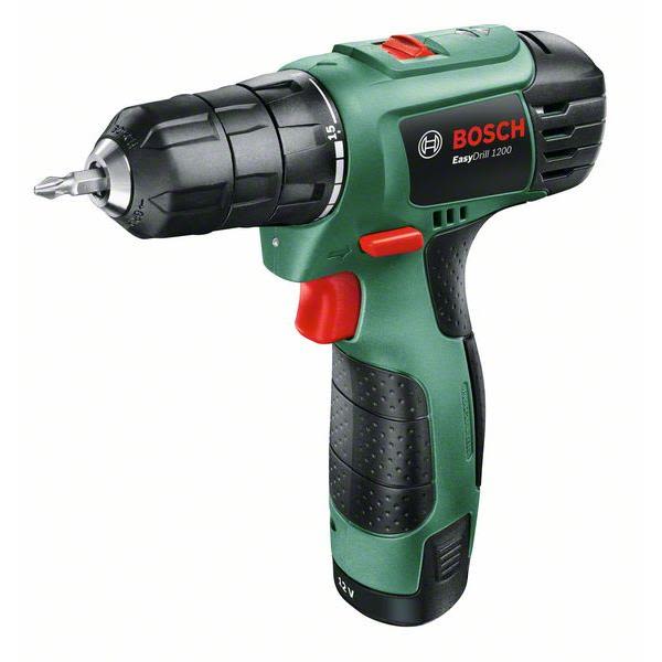 Porakone-ruuvinväännin Bosch DIY Easy Drill 1200 15 Nm, 2 akkua ja laturi 