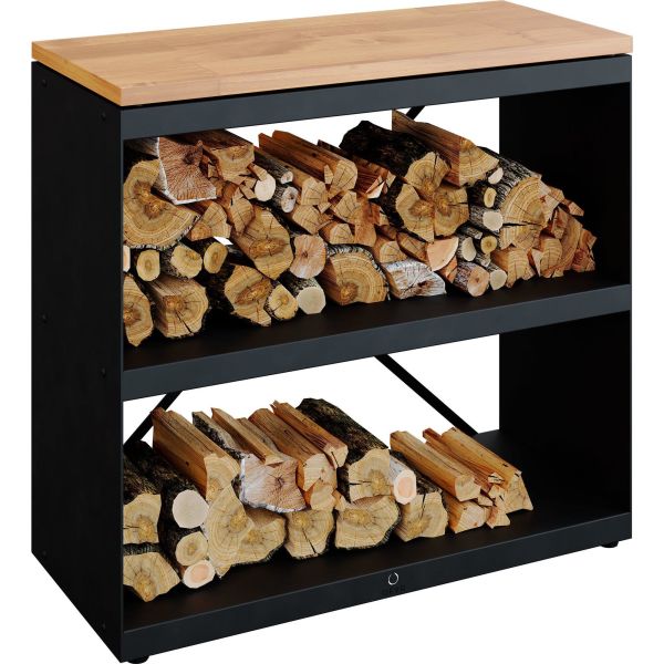Förvaringshylla OFYR Wood Storage Dressoir Black svartlackerat stål, arbetsskiva i gummiträ 