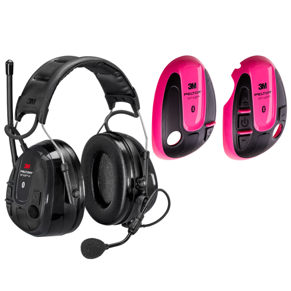 Hörselskydd 3M Peltor WS Alert XP med rosa skal, Bluetooth med hjässbygel 