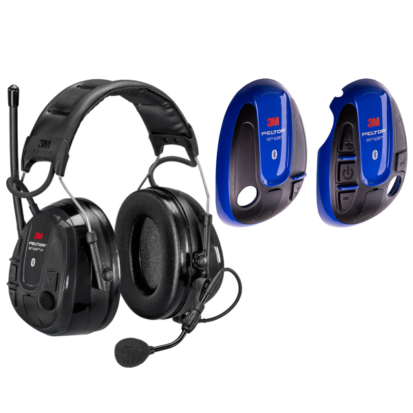 Hörselskydd 3M Peltor WS Alert XP med blå skal, Bluetooth med hjässbygel 