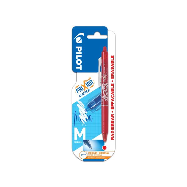Pen Pilot FriXion Ball Clicker Kan slettes, 0,7 mm Rød