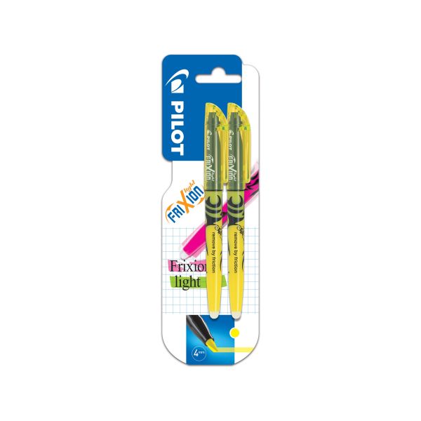 Overstregningstusch Pilot FriXion Light Gul, sletbar, 2-pak 