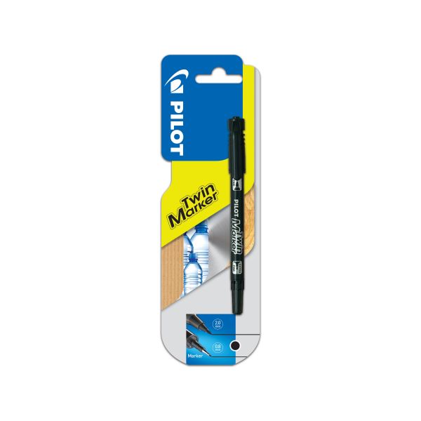 Märkpenna Pilot Twin Marker 0,8/2 mm, svart