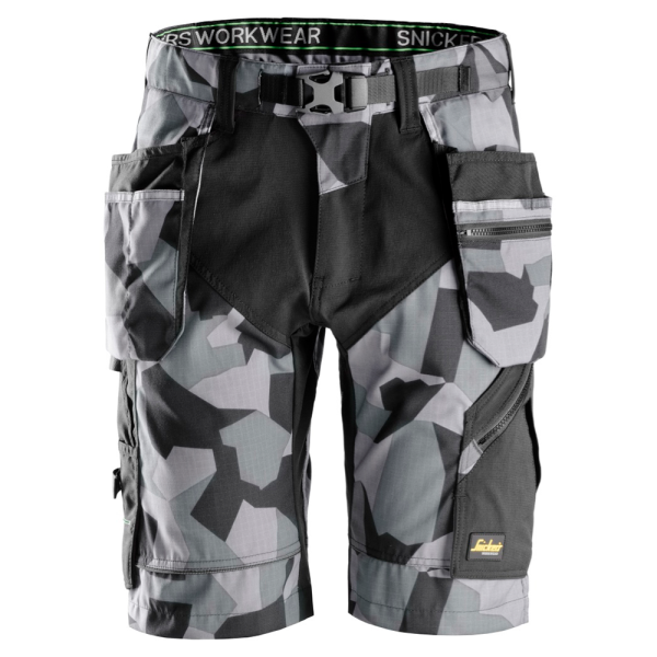 Arbeidsshorts Snickers Workwear 6904 FlexiWork grå, camo / sort Grå, Camo/Sort 60