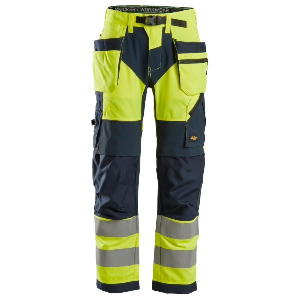 Arbeidsbukse Snickers Workwear 6932 FlexiWork varsel, gul/marineblå Varsel, Gul/Marineblå 50