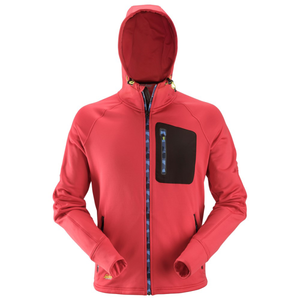 Fleecehoodie Snickers Workwear 8000 FlexiWork chili/svart XXL