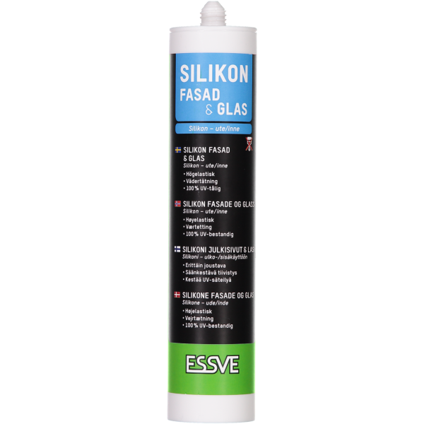 Silikon ESSVE 118880 for fasade og glass, 300 ml Transparent