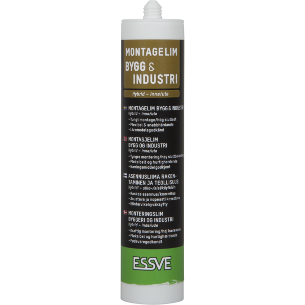 Montagelim ESSVE 118782 bygg/industri, 300 ml Svart