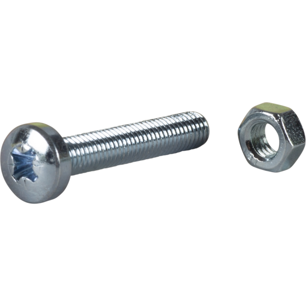 Koneruuvi ESSVE 530018 mutterilla, pyöristetty pää, FZB M4 x 40 mm, 10 kpl/pakkaus