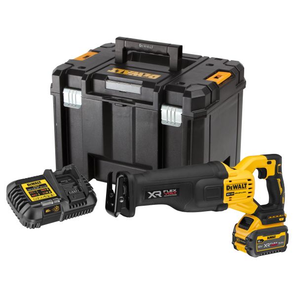 Bajonetsav Dewalt DCS386T1-QW med batteri og oplader 