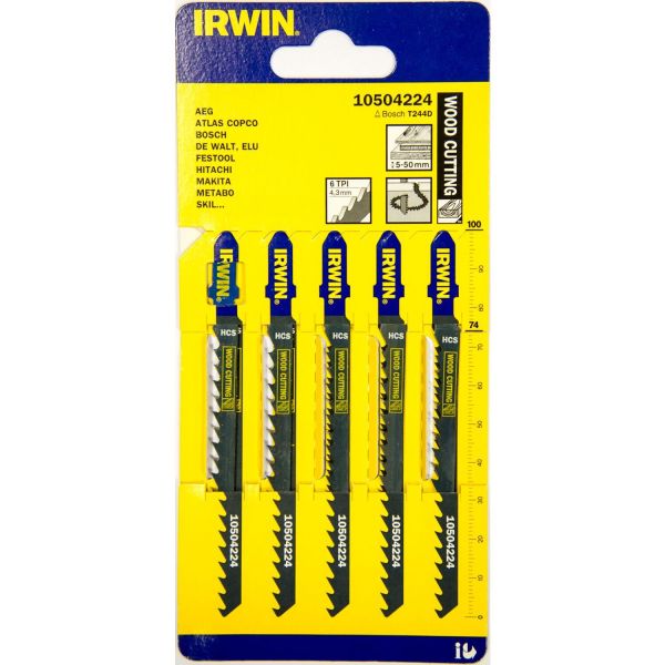 Stiksavklinger Irwin 10504224 100 mm, 6 TPI, stk 5 