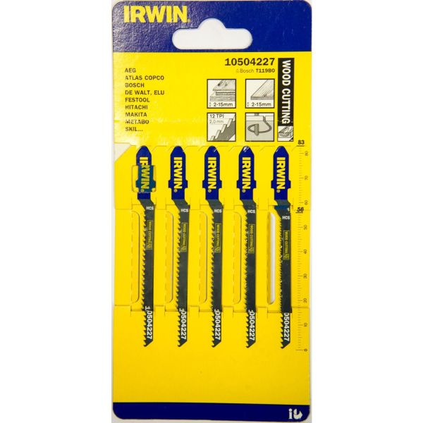 Stiksavklinger Irwin 10504227 83 mm, 12 TPI, 5-pak 