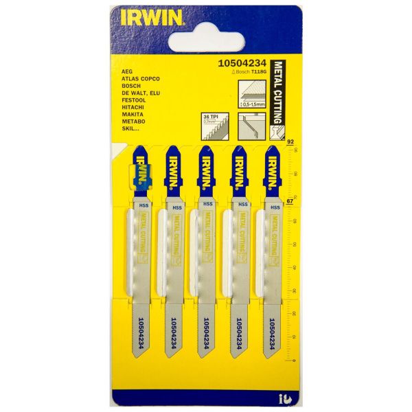 Stiksavklinger Irwin 10504234 93mm, 36TPI, pakke med 5 stk 
