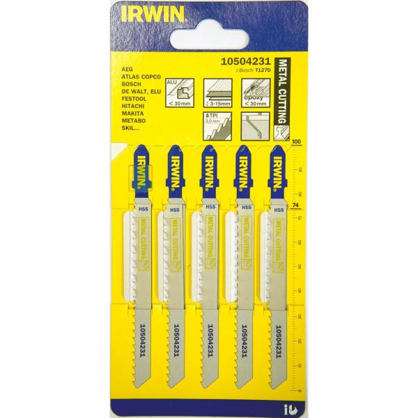 Stiksavklinger Irwin 10504231 100 mm, 8 TPI, 5-pak 
