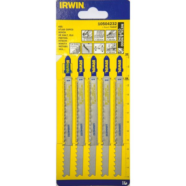 Stiksavklinger Irwin 10504232 132 mm, 5-10 TPI, 5-pak 