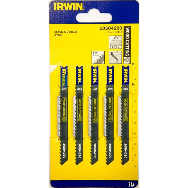 Sticksågsblad Irwin 10504290 100 mm, 8 TPI, 5-pack 