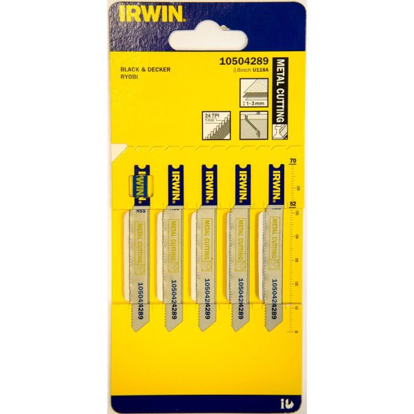 Sticksågsblad Irwin 10504289 70 mm, 24 TPI, 5-pack 