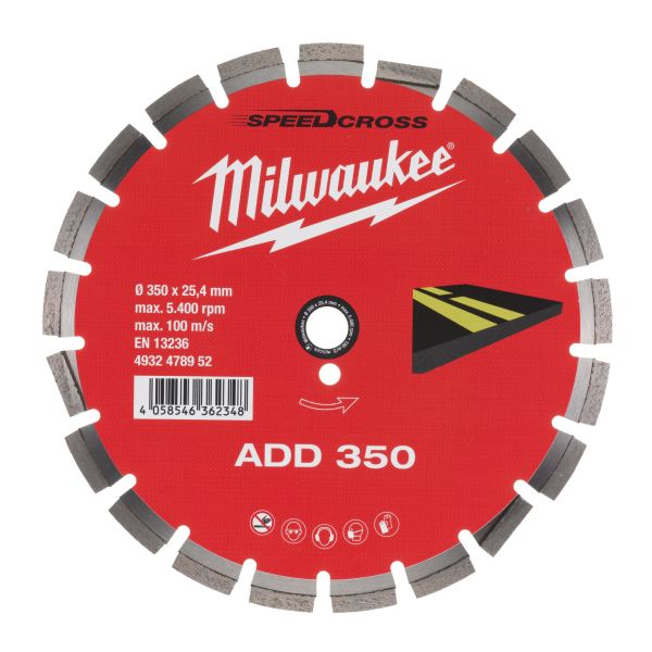Timanttikatkaisulaikka Milwaukee ADD ASFALT 350 Laikan halkaisija 350 mm 