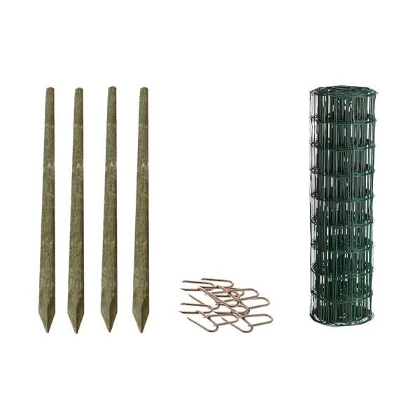 Villastängselset Hortus 900-010 grön, med trästolpar 25 meter