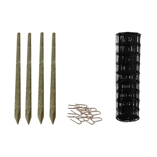 Villastängselset Hortus 900-040 svart, med trästolpar 25 meter