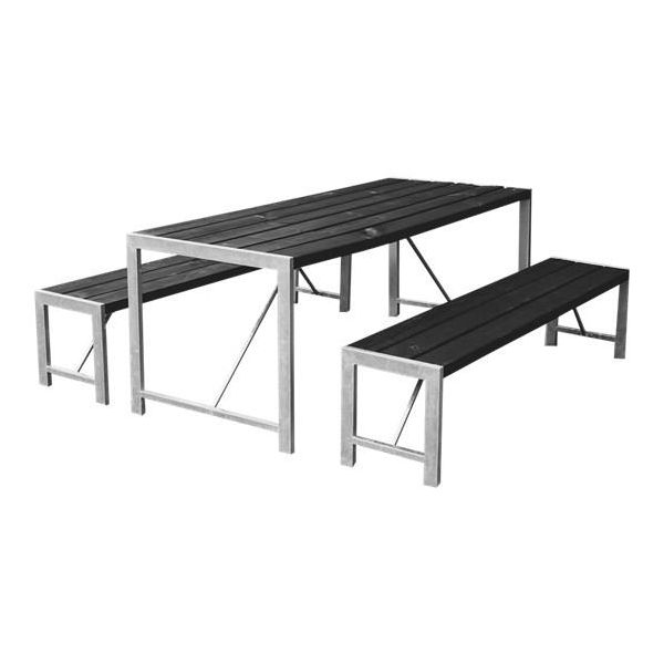 Möbelgrupp Hortus 801-097 svart, bord och två bänkar 