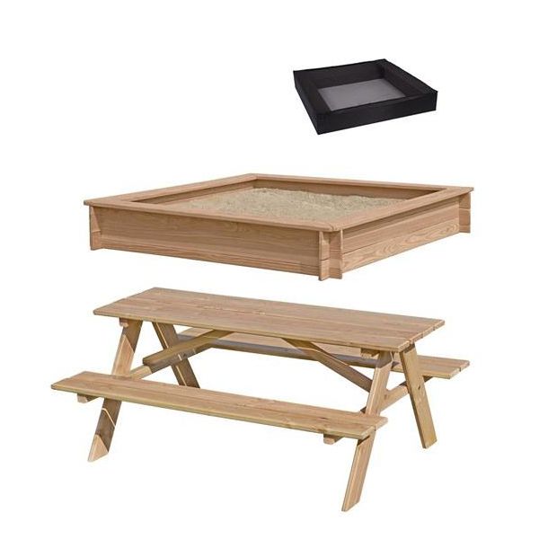 Sandlåda Nordic Play 805-751 lärk, med nät och picknickbord 
