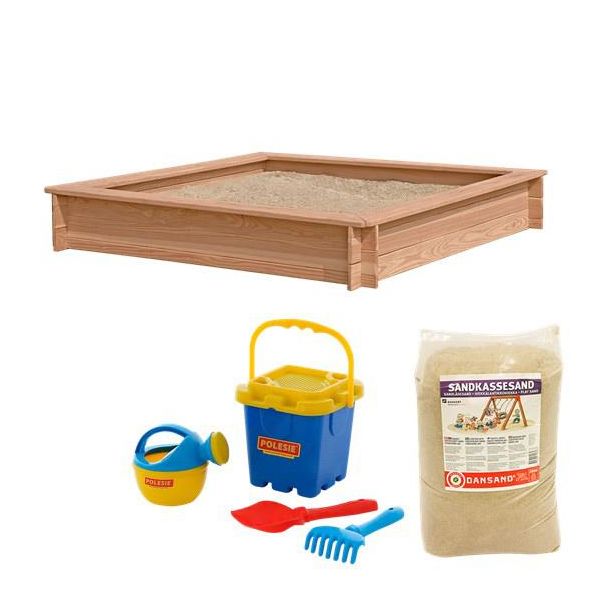 Sandlåda Nordic Play 805-746 lärk, med 240 kg sand och strandset 