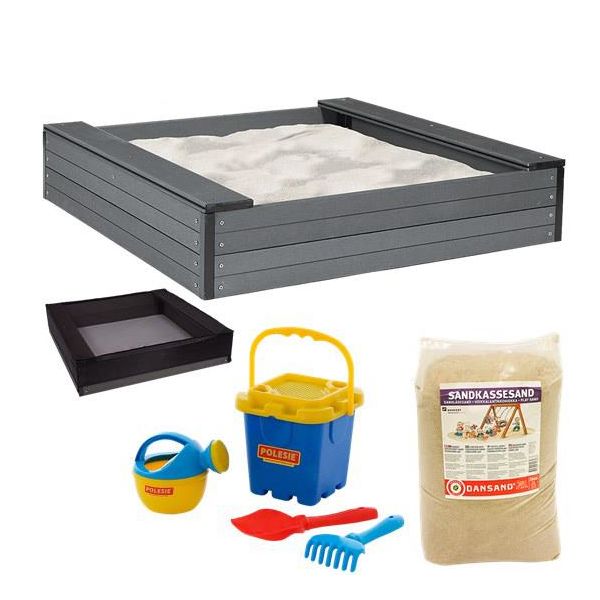 Sandlåda Nordic Play 805-736 med sits, nät, 240 kg sand och strandset 