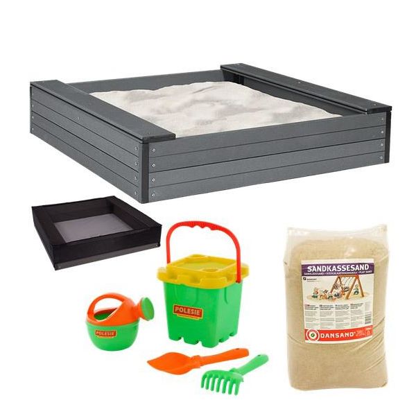 Sandlåda Nordic Play 805-737 med sits, nät, 240 kg sand och strandset 