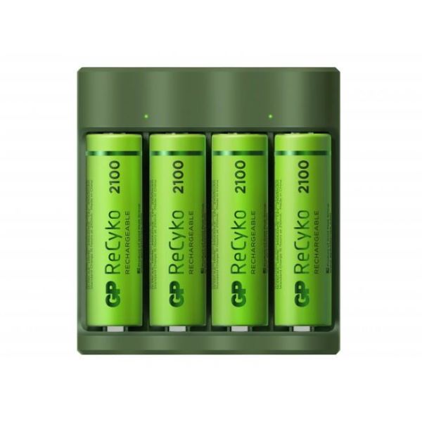 Oplader GP Batteries ReCyko Everyday B421 med AA-batterier, 4 opladningskanaler 