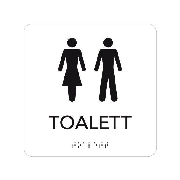 Skilt UniGraphics 6705355 toalett, taktilt, 150 x 150 mm Hvit, svart tekst