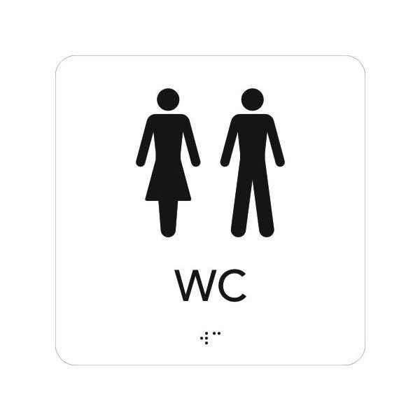 Skilt UniGraphics 6705357 WC, taktil, 150 x 150 mm Hvit, svart tekst