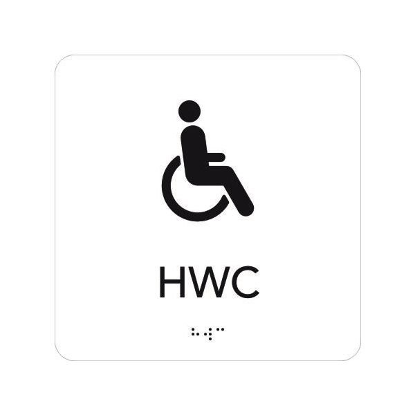 Skilt UniGraphics 6705363 HWC, taktil, 150 x 150 mm Hvit, svart tekst