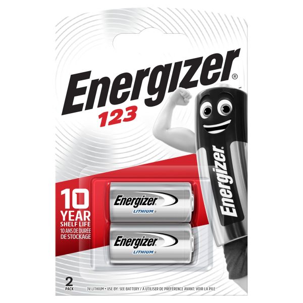 Fotobatteri Energizer Lithium 123, 3 V, 2-pakning 