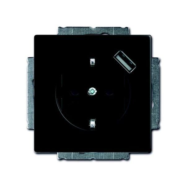 Vägguttag ABB Impressivo 20EUCBUSB-885-500 matt svart, med USB-laddare 