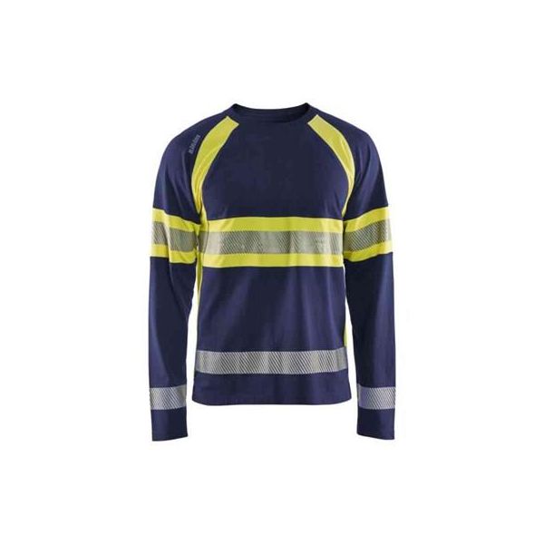 T-skjorte Blåkläder 351010308833S varsel, marineblå/varselgul, langermet Marineblå/Varselgul Str. S