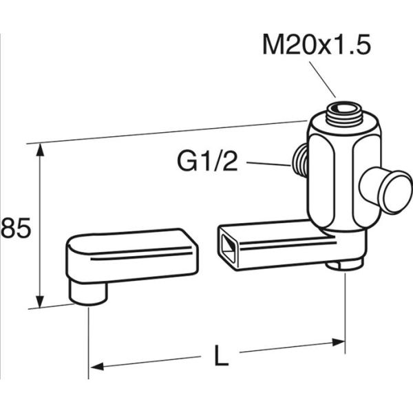 Udløbstud Gustavsberg GB41635270 Drejelig, M20x1,5 x G15 