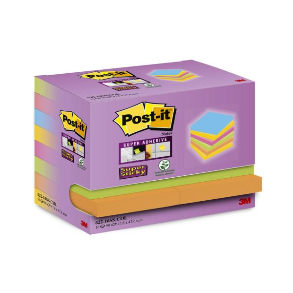 Post-it®-viestilaput 3M Super Sticky Colour Notes 16 kpl 