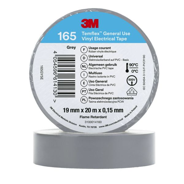 Eltape 3M Temflex 165 20m x 19mm Grå