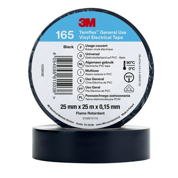 Eltape 3M Temflex 165 20m x 19mm Gul/grønn