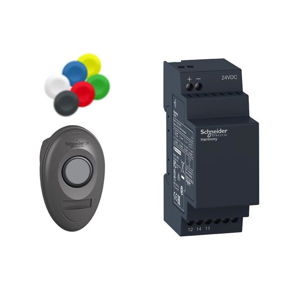 Tryckknappspaket Schneider Electric XB5RMB03 trådlös, utan batteri Ej programmerbar, svart knapp
