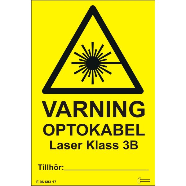 Decal Hammarprodukter HVO075 Optokabel advarsel 