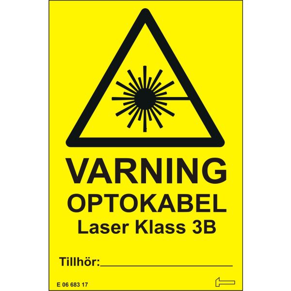 Dekal Hammarprodukter HVO075 varning för optokabel 