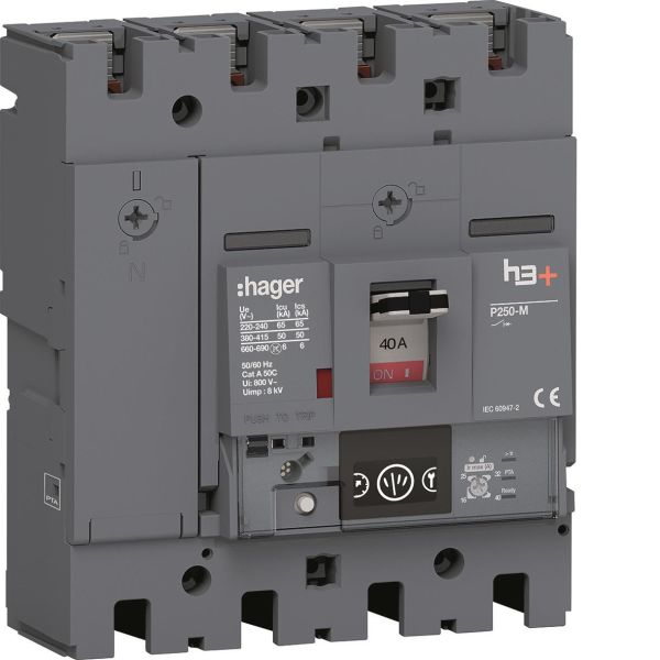 Effektbrytare Hager HMT041NR H3+E, 50kA 