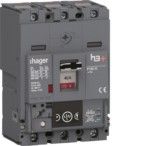 Effektbrytare Hager HNS040NC H3+, 40kA 