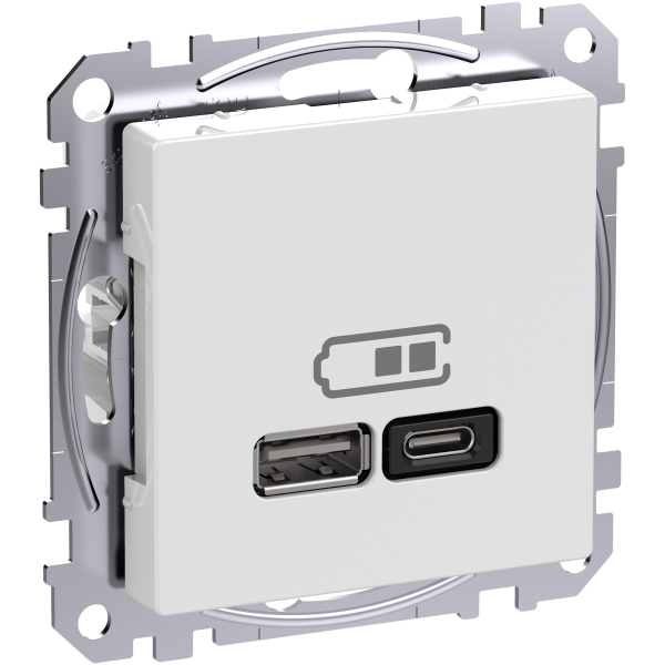 USB-Ladeuttak Schneider Electric Exxact WDE002983 2 utganger, A+C hvit
