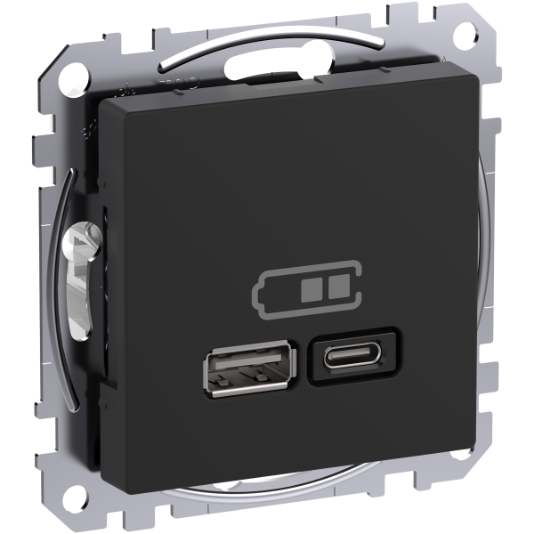USB-latausliitäntä Schneider Electric Exxact WDE003983 2 lähtöä, A+C antrasiitinharmaa